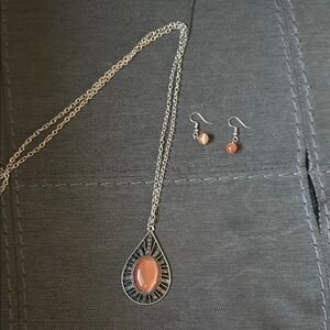 Elegant Silver and Orange Jewelry Set